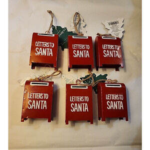 Letters to Santa Red Metal Mailbox 2,75" Christmas Tree Ornament Tier Tray Decor